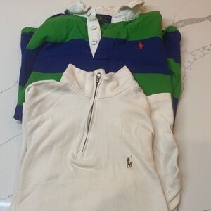 Ralph Lauren Bold Striped Rugby and Cream Zip Pullover